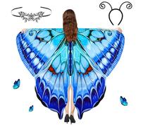 Aomig Mantella Farfalla, Farfalla Mantello Ali Costume con Maschera, Halloween Costume Scialle per Adulti, Cosplay Ali Donna per Festa Carnevale Danza Spettacolo Halloween