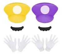 Aomig Mario Costume Accessories, Mario-Bros Accessori Cartoon Cappello da Baseball, Luigi-Bros Costume Accessorio per Adulti, Berretto da Baseball Anime per Carnevale e Cosplay