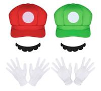 Aomig Mario Costume Accessories, Mario-Bros Accessori Cartoon Cappello da Baseball, Luigi-Bros Costume Accessorio per Adulti, Berretto da Baseball Anime per Carnevale e Cosplay