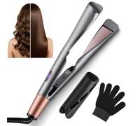 Aomig Mini Piastra per Capelli, Piastra per Capelli e Arriccia Capelli 2 in 1 con Ioni Negativi, Ferro Arricciacapelli da Viaggio Piastre per Styling Curve, Temperature Regolabile 100°C-230°C, Grigio