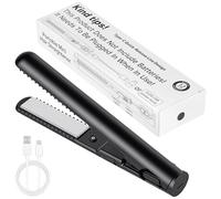 Aomig Mini Piastra per Capelli, Piastra per Capelli e Arriccia Capelli 2 in 1 Piastra Piccola, Ferro Arricciacapelli da Viaggio, Piastre in Titanio, Riscaldamento Rapido, Nero