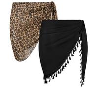 Aomig Pareo Mare Donna, Copricostume Corto del Chiffon con Frange, Gonna da Spiaggia Sarong Donna Sarong Bikini Coprire Multiuso Beach Wrap Spiaggia Leggero per Vacanza Party Beachwear
