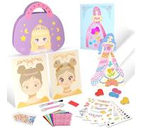 Aomig Regalo Bambina Libretto da Colorare, Lavoretti Creativi Borsa per Trucco con Adesivi per Giochi di Vestire la Principessa per Bambini, Libri di Trucco per Giochi di Travestimento