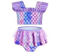 Aomig Set Bikini per Ragazze Due Pezzi, Costume da Bagno Bustier da Sirenetta con Balze, Fantasia Carina, Bikini Bambina Set con top e Slip da Bagno per la Estate Spiaggia