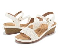 Aomigoct Sandali con zeppa da donna: comodi sandali da donna con plateau e cinturino - scarpe casual estive per matrimoni e passeggiate, Bianco, 7.5