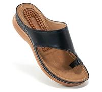 Aomigoct Sandali da donna con zeppa: comodi sandali ortopedici da donna eleganti infradito estive casual da passeggio zeppe, nero, 38.5 EU