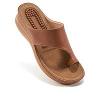 Aomigoct Sandali da donna con zeppa: comodi sandali ortopedici da donna eleganti infradito estive casual da passeggio zeppe, Marrone, 38.5 EU