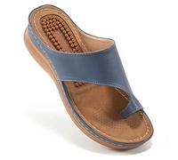 Aomigoct Sandali da donna con zeppa: comodi sandali ortopedici da donna eleganti infradito estive casual da passeggio zeppe, Blu, 37 EU