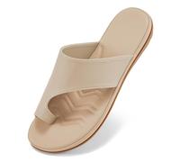 Aomigoct Sandali piatti ortopedici da donna: eleganti sandali estivi da donna, comodi, scarpe da passeggio da spiaggia, Beige, 8