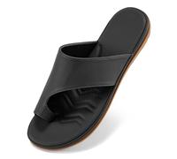Aomigoct Sandali piatti ortopedici da donna: eleganti sandali estivi da donna, comodi, scarpe da passeggio da spiaggia, Nero, 7.5