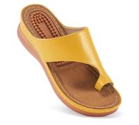 Aomigoct Scarpe con zeppa da donna sandali con comodo cuscino plantare sandali ortopedici da donna infradito eleganti scarpe estive con zeppa, Giallo, 37 EU