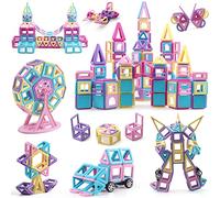 AOMIKS Piastrelle Magnetiche 199 Pezzi Mini Blocchi Magnetici per Ragazze e Ragazzi Regalo di Compleanno 3D STEM Giocattoli Educativi Apprendimento Creatività per Bambini dai 3 4 5 6 7 8 Anni