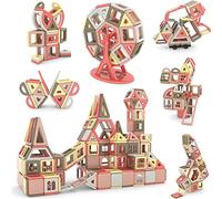 AOMIKS Set di 151 mattoncini magnetici da costruzione per bambini, giocattolo educativo e educativo per edifici menta, regalo di compleanno, piastrelle magnetiche 3D