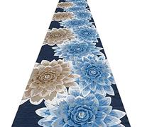AOMRUN Tappeti Runner Tappeto Passatoia Corridoio Carpet Tappetino Antiscivolo per Fattoria Antiscivolo con Design a Fiori Blu, Personalizzabile (Color : Multi-Colored, Size : 0.6x3.5m)