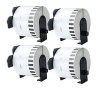 Aomya 4 pezzi dk-2205 Brother etichette di carta in rotolo 2 - 3/17,8 cm X100 'uso continuo etichette bianche,Con 4 Portaetichette Riutilizzabili,per ql-700 QL570 QL800 QL810 W QL1060 N QL720NW QL550