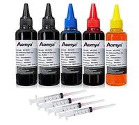 Aomya - Kit di ricarica universale per stampanti HP Canon, Epsn, Brother, Lexmark, 500 ml, compatibile con cartucce CISS CIS System 4 Color Set con 4 anelli gratuiti (2BK, C, M, Y)