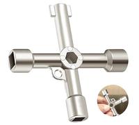 AONAT 4-Modi Chiave di Utility,Chiave Multifunzionale a 4 Vie,C-hiave Della Scatola Elettrica,C-hiave multifunzionale di Utilità, per Elettrico Acqua Gas Metro Scatola Armadio Cabinet (Argento)