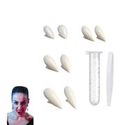 AONAT 4 Paia Costume da Denti da Vampiro Denti Falsi delle Zanne con 1 Tubo Adesivo per Bomboniere per Halloween Cosplay Props Halloween Dress Up Accessori, 13 mm
