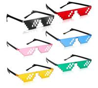 AONAYO Occhiali da sole per feste, 6 paia di occhiali divertenti, occhiali da sole, occhiali da sole con pixel, occhiali da sole con pixel, occhiali da sole Thug Life, occhiali da sole (sei colori)
