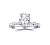 AONED Set di anelli di fidanzamento ovali da donna da 2 carati, con zirconia cubica, anello nuziale, anelli di promessa per lei, placcati in oro bianco 18 carati, misura 4-11, 7, Oro bianco, Zirconia