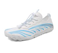 AONEGOLD Scarpe da Acqua Uomo Antiscivolo Scarpe da Immersione a Piedi Nudi Donna Asciugatura Rapida Scarpette da Scoglio Leggero Scarpe da Mare Traspirante per Surf Bagno Spiaggia (Bianco Blu,40 EU)