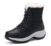 AONEGOLD Stivali da Neve Ciaspolata Donna Scarponi da Ciaspole con Pelliccia Ecologica Stivaletti Inverno Caldo Scarpe con Zeppa Tacco 4Cm (Nero,41 EU)