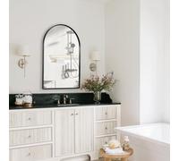 AONELAS Minuover Specchio da parete ad arco per bagno, 20 x 30 cm, cornice in metallo nero stile moderno, per ingresso, soggiorno, camera da letto, decorazione da parete