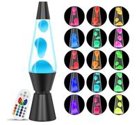 AONESY 37cm LED Lave Lamps 17 Colore che cambia Lave Lampada Bianco Liquido & Cera Bianco Guscio nero Lampada per la decorazione della casa Bella Luce Regalo per Natale