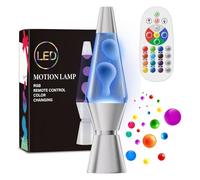 AONESY Lampada Lava con Cambio Colore Lampada Lava Led con Telecomando 37cm Lampada Lave Acqua Bianca Cera Luce Notturna Regalo per Natale Compleanno Bottiglia Bianca