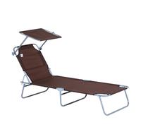AONETIGER Outsunny Lettino da giardino pieghevole con protezione solare, marrone, 187 x 58 x 36 cm, per terrazza e balcone