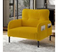 AONETIGER Sgabello in tessuto di velluto premium con struttura in metallo, rivestimento in velluto super morbido per il massimo comfort, versatile come poggiapiedi, sgabello o tavolino (giallo +