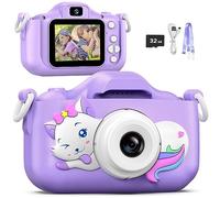 AONISE Macchina Fotografica Bambini, Regalo Bambina/Bambino dai 3 ai 12 anni, Fotocamera Bambini selfie, 32 GB, Videoregistratore HD 1080P, Regalo di Natale/regalo di compleanno/Giochi Bambini