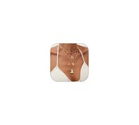 Aonklot Collane a strati occidentali per le donne Boho Silver Necklace Set Cowgirl multistrato impilabile gioielli stile bohémien collana con ciondolo occidentale, Large, Nessuna pietra preziosa