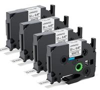 AONOMI TZe-231 - Nastro per etichettatrice Brother PT-H110 PT-H107B PT-H100LB PT-H105 PT-D410, colore nero su bianco, confezione da 4