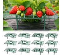AONYIYI 12 Supporti Fragole Quadrati - 4 piedi stabili, anti-lumaca e muffa, rete vegetale per fragole e orto, plastica PP riutilizzabile