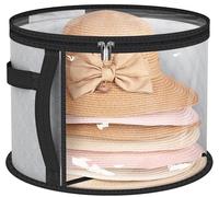 AOODA Borsa trasparente oversize per cappelli da donna, può contenere fino a 7 berretti, organizer per cappelli da cowboy, per armadio, a tesa larga, con manici per il trasporto (grigio)