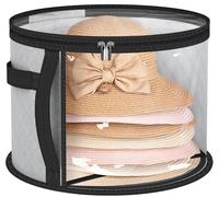 AOODA Borsa trasparente oversize per cappelli da donna, può contenere fino a 7 berretti, organizer per cappelli da cowboy, per armadio, a tesa larga, con manici per il trasporto (grigio)