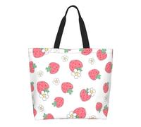 AOOEDM A borsa tote da donna con fiori e fragole, borsa a tracolla grande e casual con tasca interna, borsa a mano riutilizzabile, borsa per la spesa.