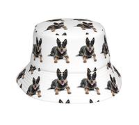 AOOEDM Australian Cattle Dogs Cappello da Pescatore Unisex Bianco Cappello Estivo da Spiaggia da Viaggio Cappello da Pescatore a Tesa Larga