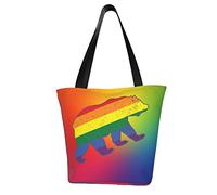 AOOEDM Bandiera dell'orgoglio arcobaleno con borsa a tracolla riutilizzabile per orso gay Borsa a tracolla casual da donna per lo shopping di generi alimentari Viaggi all'aperto