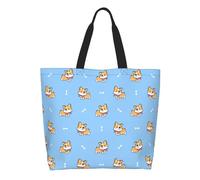 AOOEDM Borsa a tracolla grande da donna con stampa di cane Corgi Kawaii blu, ideale per il tempo libero, con tasca interna, riutilizzabile e adatta anche per lo shopping.