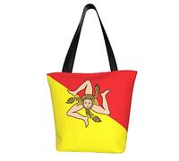 AOOEDM Borsa a tracolla riutilizzabile con bandiera della Sicilia, borsa a tracolla casual da donna per fare la spesa, viaggiare all'aperto