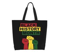 AOOEDM Borsa a tracolla semplice per il Mese della Storia Nera, borsa a spalla grande e casual con tasca interna, borsa riutilizzabile, borsa per la spesa.