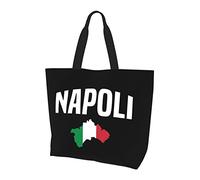 AOOEDM Borsa della spesa riutilizzabile in tela da donna con bandiera italiana Napoli Italia
