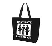 AOOEDM Borsa della spesa riutilizzabile in tela da donna Don't Hate Participate Threesome