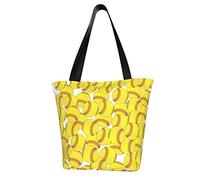 AOOEDM Borsa della spesa riutilizzabile modello Softball giallo Borsa della spesa Borsa a tracolla casual Borsa per uomo Donna Borsa da mercato ECO Borsa da spiaggia Borsa da viaggio