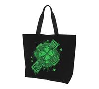 AOOEDM Borsa per la spesa riutilizzabile con croce irlandese e trifoglio, borsa grande unisex a tracolla, ideale per la spiaggia, i viaggi e lo shopping.