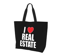AOOEDM Borsa per la spesa riutilizzabile in tela da donna I Love Real Estate