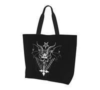 AOOEDM Borsa per la spesa riutilizzabile in tela da donna satanica a croce rovesciata con teschio di Satana