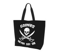 AOOEDM Borsa per la spesa riutilizzabile Skull Never Say Die 15, borsa grande unisex con tracolla, ideale per la spiaggia, i viaggi e lo shopping.